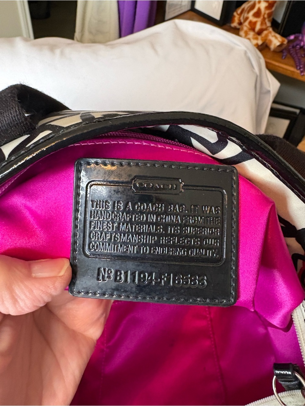 Coach PoppyFloral Tote Bag in White, Black & Red - Picture 6 of 7